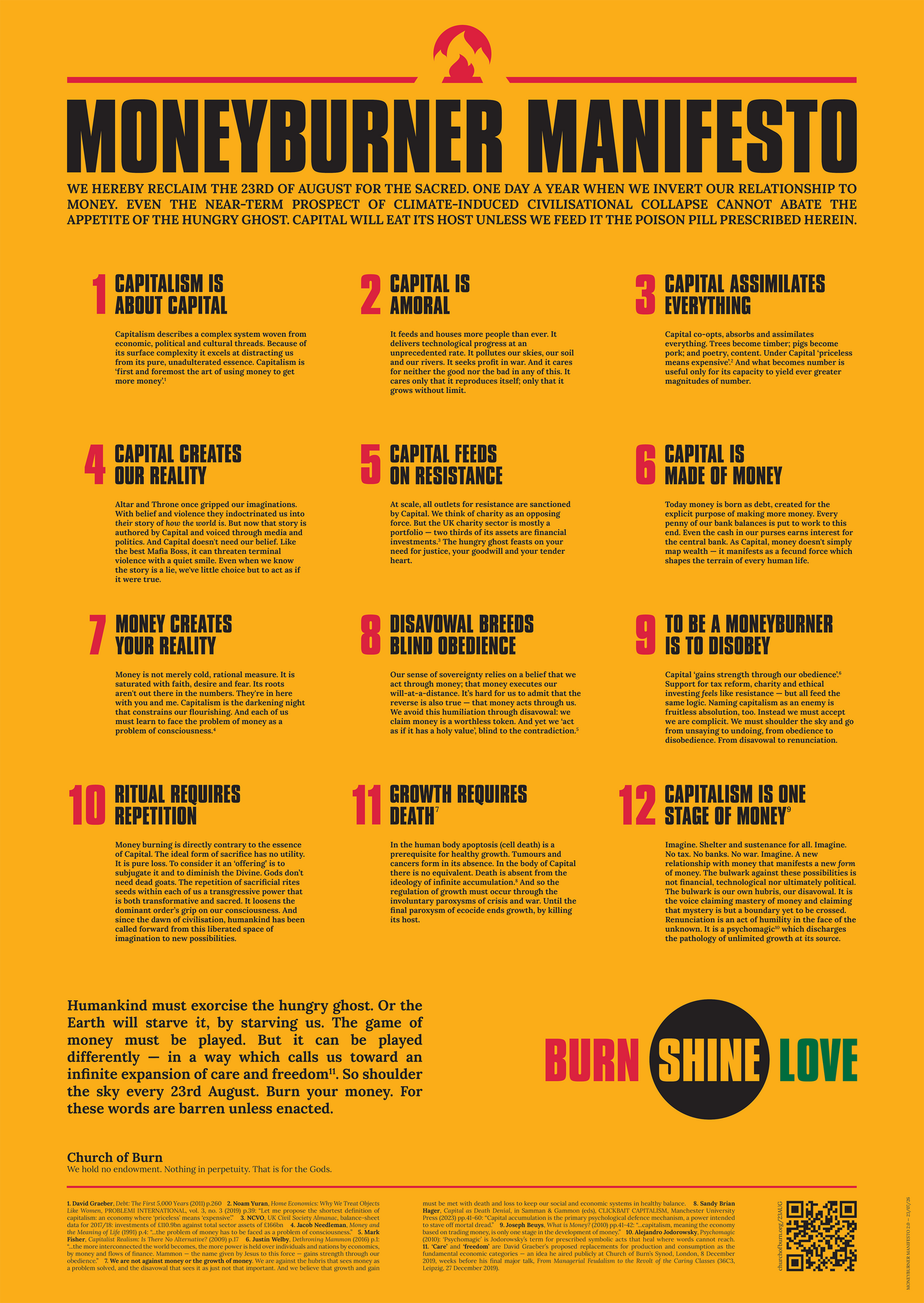 MONEYBURNER MANIFESTO A2 Poster